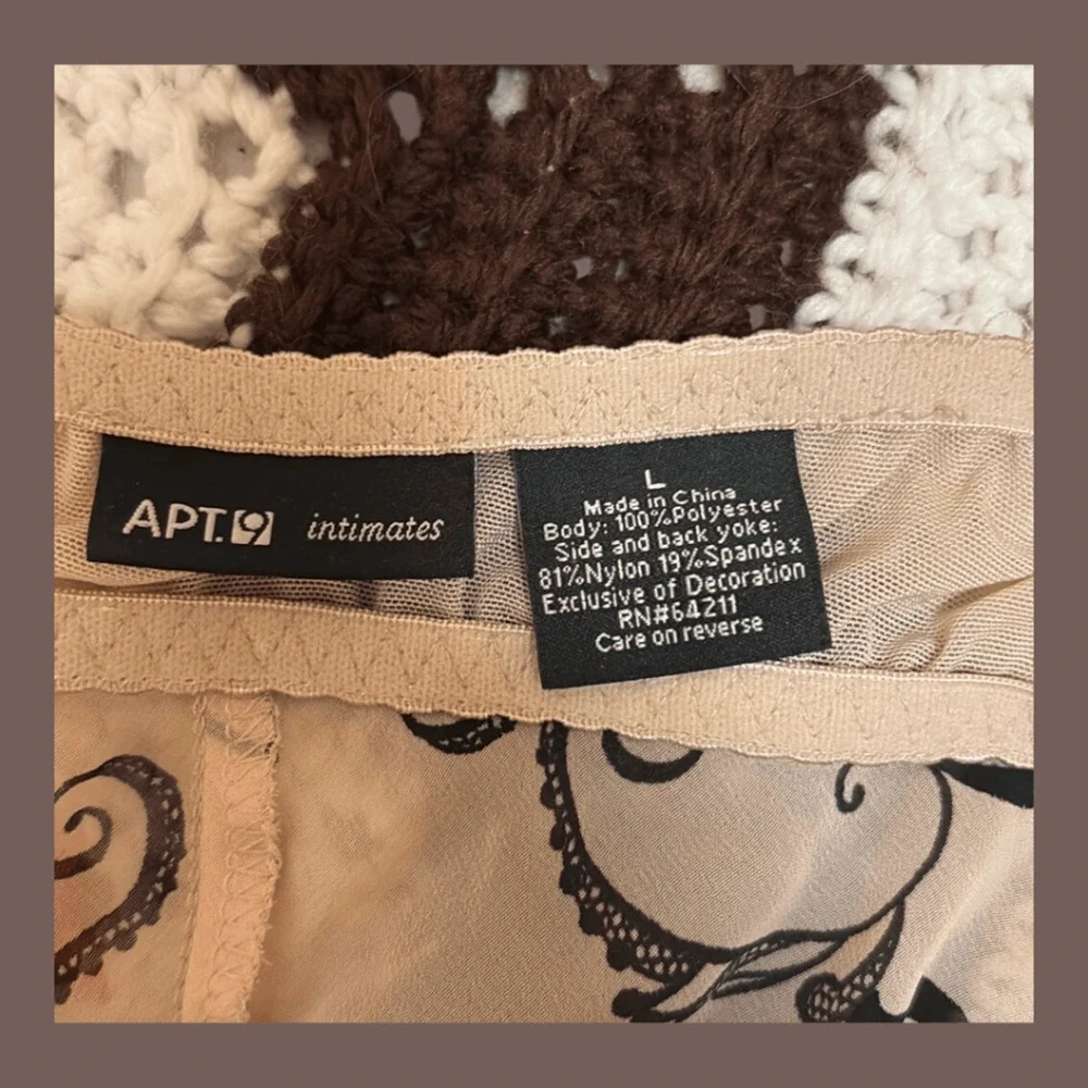 APT.9 Slip Dress | Lace Floral Cream Black | Size L | Vintage